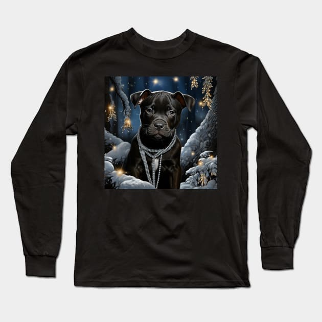 Pit Bull Puppy Long Sleeve T-Shirt by Enchanted Reverie